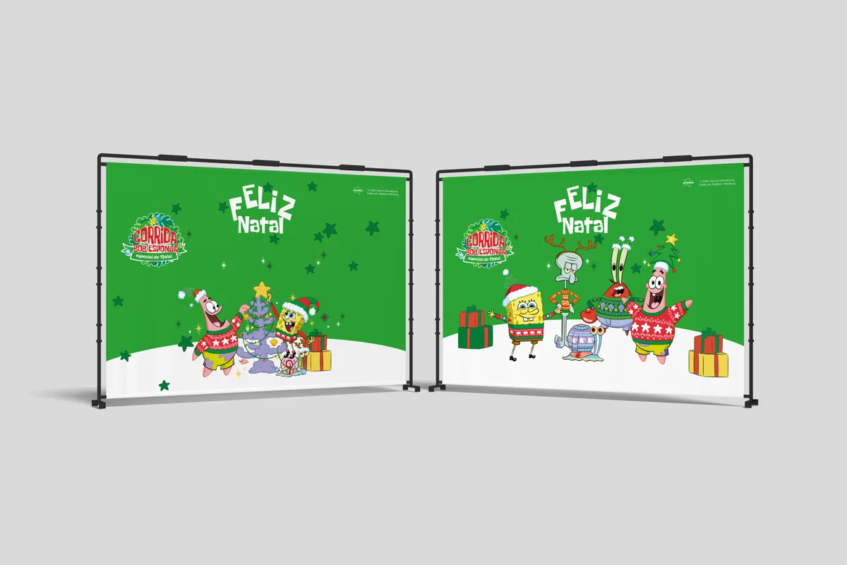 Painéis de Feliz Natal com a turma do Bob Esponja
